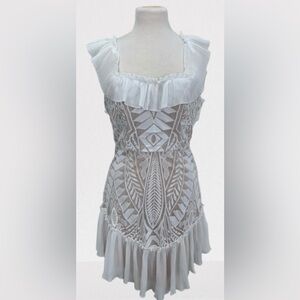 Size Medium Saints + Secrets White Lace Ruffle Dress